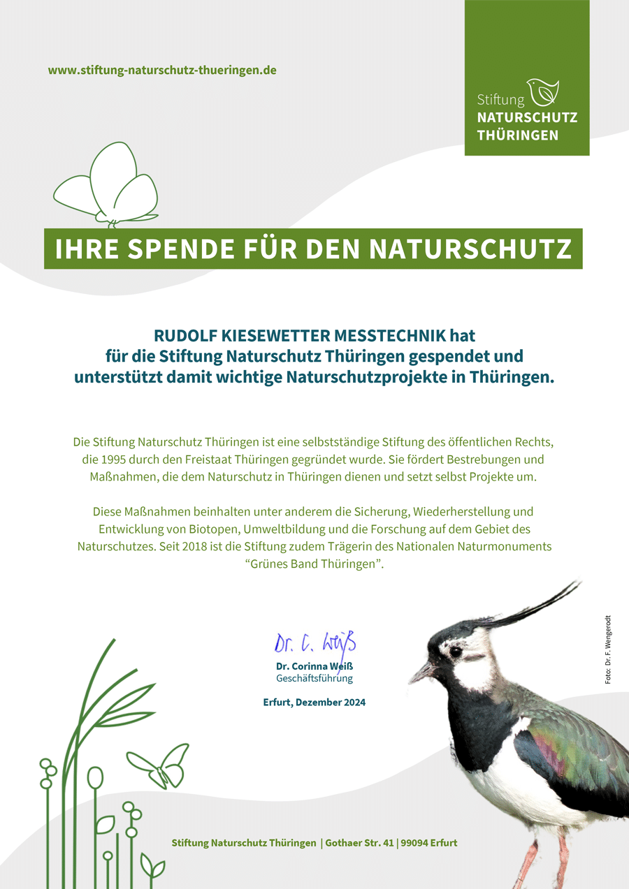 Spendenzertifikat der Stiftung Naturschutz Thüringen