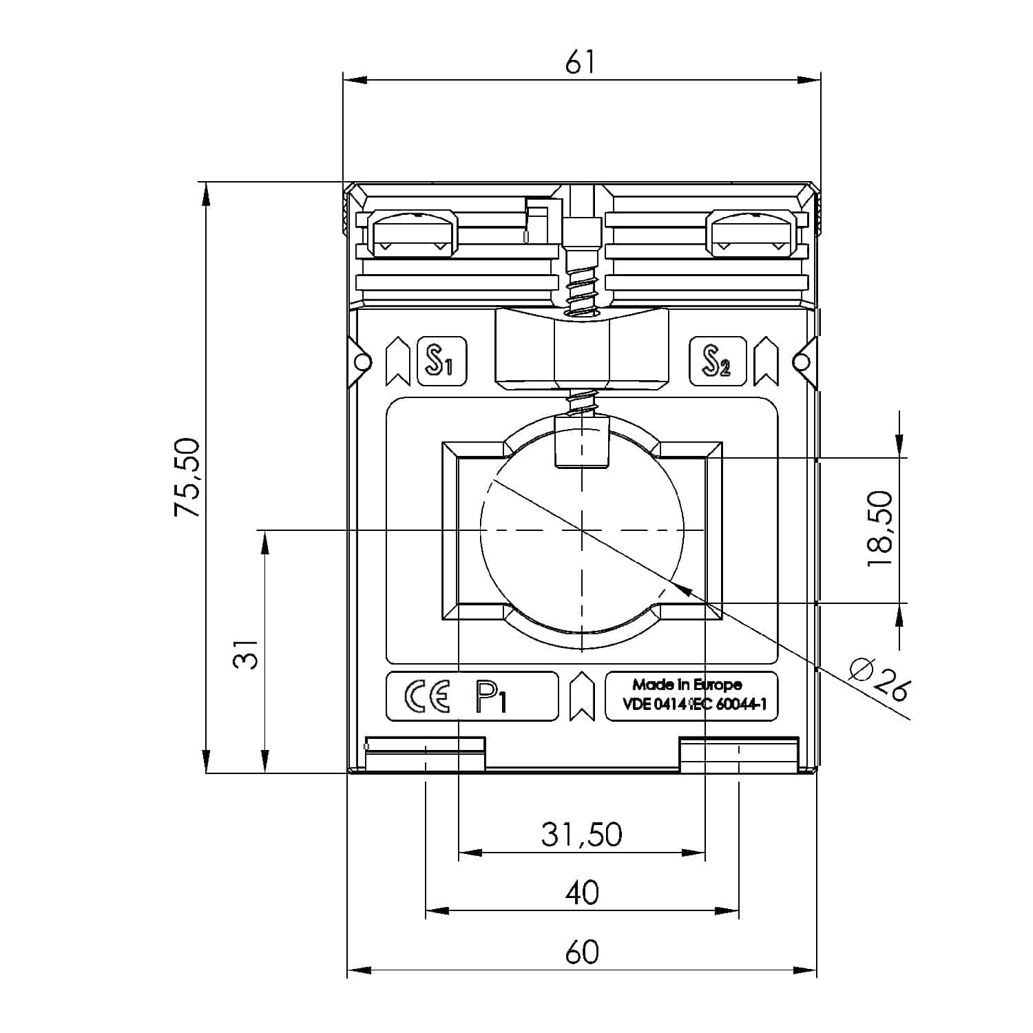 KSK 318.3 2 Aufsteckstromwandler ASK 318.3 Technische Zeichnung 3